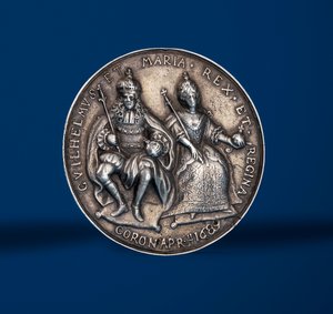 Medaille zur Krönungsfeier von Wilhelm und Maria in Amsterdam, 1869 (Silber) (Vorderseite)