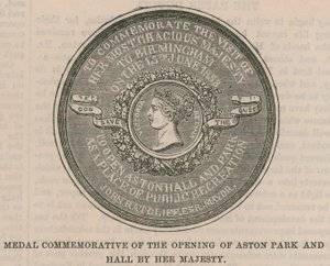 Medaille zur Erinnerung an die Eröffnung von Aston Park und Hall durch Ihre Majestät