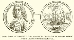 Medaille zur Erinnerung an die Eroberung von Porto Bello durch Admiral Vernon von English School