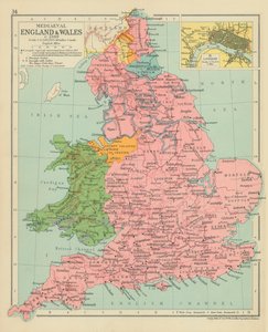 Mittelalterliches England & Wales um 1399 (Farblithografie) von English School