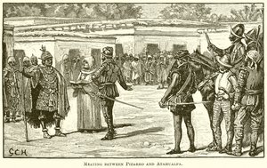 Treffen zwischen Pizarro und Atahualpa von English School