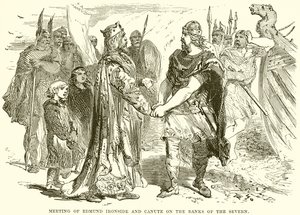 Treffen von Edmund Ironside und Canute am Ufer des Severn