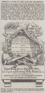 Gedenkstein für den verstorbenen Mr. Braidwood (Stich)