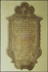 Gedenkstätte für Thomas Duke, 1750 (bemaltes Holz)