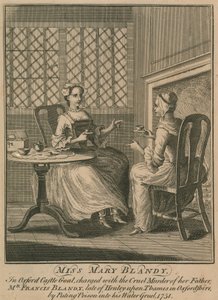 Miss Mary Blandy, angeklagt des grausamen Mordes an ihrem Vater, Mr. Francis Blandy von English School