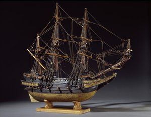 Modellschiff, vermutlich ein Schiff darstellend, das kurz nach dem Tod von Elisabeth I. gebaut wurde, frühes 17. Jahrhundert