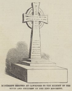 Denkmal in Cawnpore zum Gedenken an die Frauen und Kinder des 32. Regiments (Gravur)
