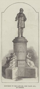 Denkmal für den verstorbenen Mr. John Platt, MP, in Oldham (Gravur)