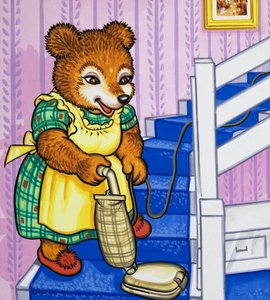 Mutterbär saugt die Treppe von English School