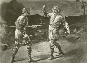 Mr. Alexander als Macduff und Mr. Irving als Macbeth (Gravur)