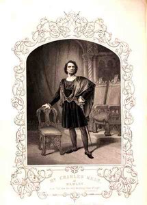 Mr Charles Kean als Hamlet, Akt III Szene 2, im Stück von William Shakespeare (1564-1616) (Stich)
