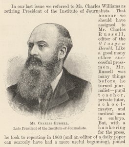 Mr. Charles Russell, verstorbener Präsident des Instituts der Journalisten