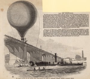 Mr. Gales Ballon auf dem Weg von den London Gaswerken zu den Cremorne Gardens