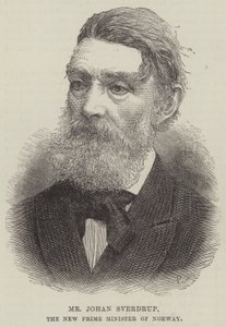 Mr. Johan Sverdrup, der neue Premierminister von Norwegen (Gravur) von English School
