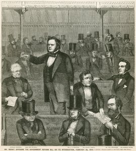 Mr. John Bright lehnt das Regierungsreformgesetz bei seiner Einführung am 28. Februar 1859 ab