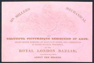Mr Millers mechanische und schöne malerische Kunstausstellung, Visitenkarte von English School
