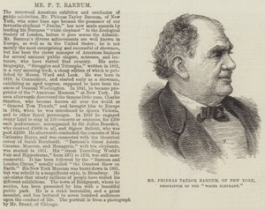 Herr Phineas Taylor Barnum aus New York, Eigentümer des „Weißen Elefanten“ (Gravur) von English School
