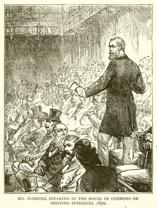 Mr. Plimsoll spricht im House of Commons über Schifffahrtsinteressen, 1870