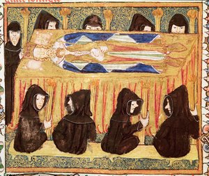 Ms 197 f.22v Beerdigung eines Königs, aus Liber Regalis