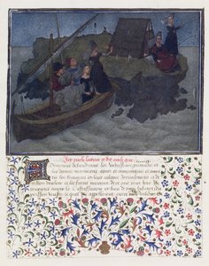 Ms. 2597 Herz, Verlangen und Großzügigkeit landen in der Nacht mit Verlobung und Erwartung auf dem Felsen der Gesellschaft und Freundschaft, Faksimile-Ausgabe von Livre du Coeur d