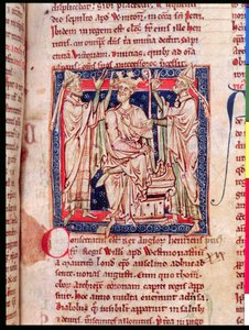 Ms 6712 (A.6.89) fol.129r Heinrich I. (1068-1135), Miniatur aus Flores Historiarum, von Matthew Paris, 1250-52