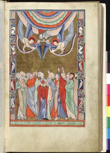 Ms Hunter 229 f.14r Die Himmelfahrt, aus dem Hunterian Psalter, ca. 1170