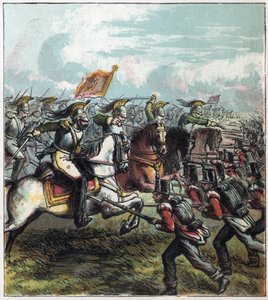 Napoleonische Kriege: die Schlacht von Waterloo am 18.06.1815. Die französische Kavallerie von Napoleon I. griff die englische Armee an, die Niederlage der Franzosen markierte das Ende des Reiches von Napoleon I. Die Schlacht von Waterloo