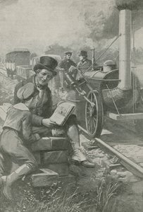 Nasmyth skizziert Stephensons Lokomotive von English School
