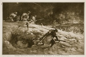 Natürliche Schutzfärbung, übernommen von Highlandern auf einem verschneiten Schlachtfeld, 1914-19