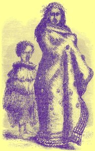 Neuseeländische Frau und Junge, Illustration aus Bemerkenswerte Reisende von William Kingston, veröffentlicht 1885 (digital verbessert) von English School