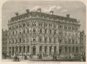 Neue Gebäude der City Offices Company, Lombard Street, London von English School
