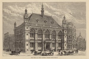 Neue Gebäude der City of London School: Die Front am Victoria Thames Embankment von English School