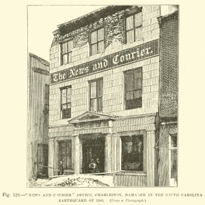 News and Courier Büro, Charleston, beschädigt im Erdbeben von South Carolina 1886