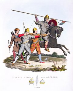 Normannischer Ritter und Bogenschützen, 1066, aus Ancient Armour von Samuel Rush Meyrick, 1824