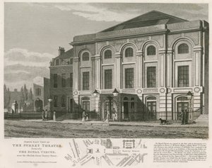 Nordostansicht des Surrey Theaters, Blackfriars Road, London von English School