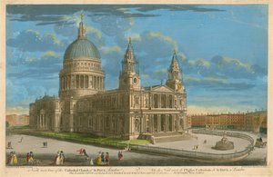 Nordwestansicht der Kathedrale von St. Paul, London von English School