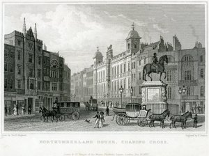 Northumberland House, Charing Cross. Bishs Lotteriebüro, Nr. 9 Charing Cross, ist neben dem Golden Cross Hotel von English School