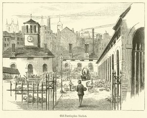 Alter Farringdon-Markt (Gravur) von English School