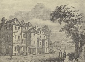 Alte Häuser gegenüber dem College (Gravur) von English School