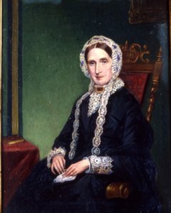 Alte Dame in Witwenkleidung, ca. 1850