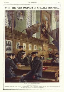 Alte Soldaten in der Halle des Chelsea Hospital, London