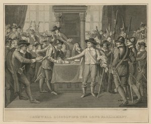Oliver Cromwell löst das Lange Parlament auf von English School