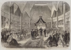Eröffnung der italienischen Ausstellung in Florenz durch Victor Emmanuel (Stich) von English School