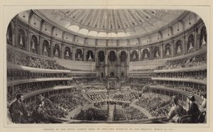 Eröffnung der Royal Albert Hall of Arts and Sciences durch Ihre Majestät, 29. März 1871 (Stich) von English School