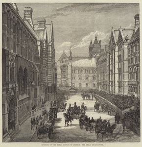 Eröffnung der Royal Courts of Justice, der große Innenhof (Stich)