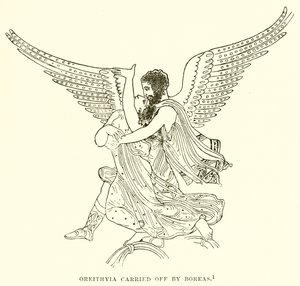 Oreithyia wird von Boreas entführt von English School