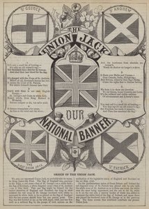 Ursprung des Union Jack (Gravur) von English School