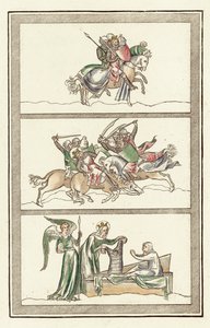 Oswald König von Northumberland mit seiner Armee, Schlacht von Maserfield, Wunder der Jungfrau Maria