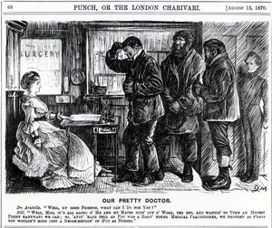 Unser hübscher Doktor, veröffentlicht in Punch Magazine, 1870 von English School