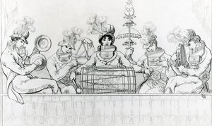 Padeanische Minnesänger bei einem Auftritt in den Vauxhall Gardens, London von English School